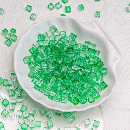 TK187 About 50pcs 7mm square sugar crystal clear glass beads, transparent matte beads, handcrafted DIY jewelry, handcrafted bracelet, necklace, earrings, accessory materials