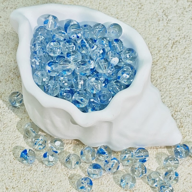 TK188 20Pcs Blue Tone Round Glass Beads(6/7/8/10mm Light Dark Blue), Aesthetic Loose Beads for DIY Bracelets Necklaces Earrings Handmade Jewelry Craft Supplies | 1 Listing Contains 20 Beads, Photos Are For Display Only