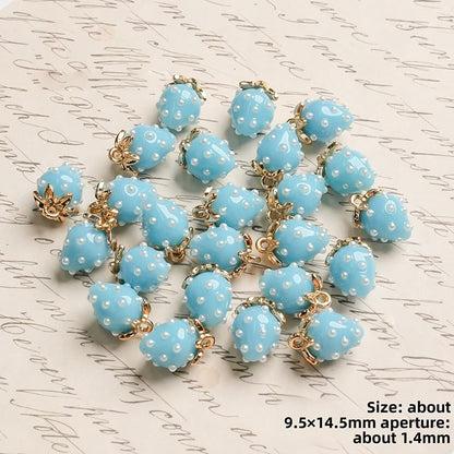 X2442 Cute Rhinestone Pearl 3D Strawberry Pendants, Large & Medium Size, DIY Handmade Accessories for Bracelets, Necklaces, Earrings & Phone Charms