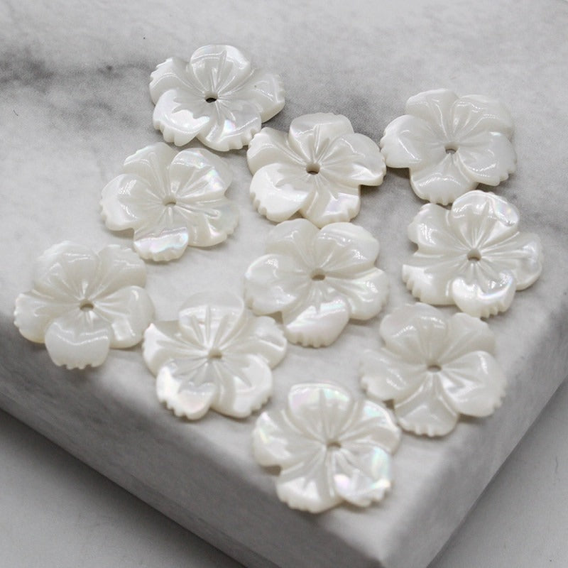 X2426 15/18/20mm mother-of-pearl powder shell five-petal cherry blossom DIY handmade bracelet, necklace, hairpin, hair accessory, clothing accessory, jewelry component material