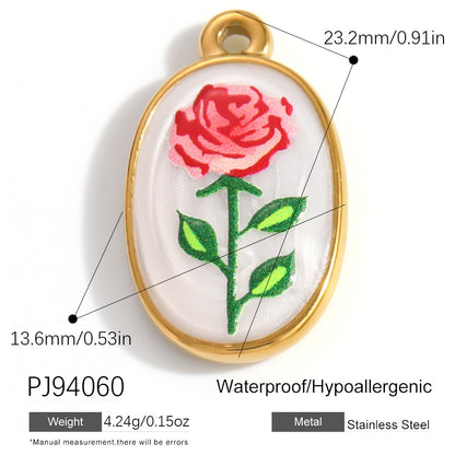 X2292  Stainless Steel Gold Plated Rose Wind Chime Strawberry Sunflower Daisy Cat Pendant, DIY Accessories for Bracelet Necklace Earrings