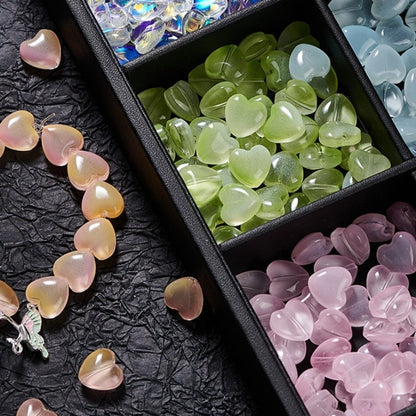 TK184 1 listing contains 10 beads 14mm Straight Hole Heart Shaped Glass Beads Y2K Aesthetic Loose Heart Beads, DIY Jewelry Making Supplies for Bracelets, Phone Charms, Keychains & Handmade Decor Accessories
