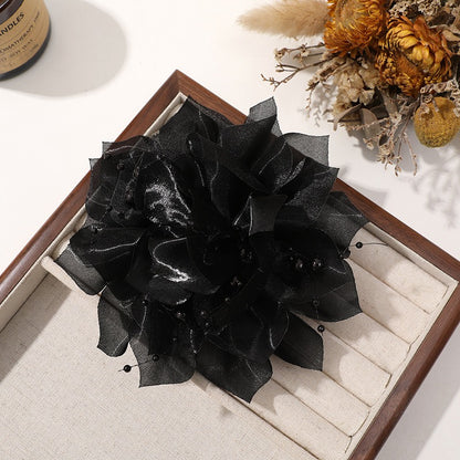 X2324 Three-Dimensional Multi-Layer Pearl Feather Organza Flower Charms, DIY Handmade Base for Earrings Rings Brooches Jewelry Making Bulk Craft Supplies