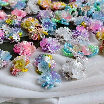 SP238 Handmade Woven Miyuki Bead Hydrangea Flower Charms, DIY Jewelry Making Supplies for Bracelets, Earrings, Necklaces & Hair Accessories