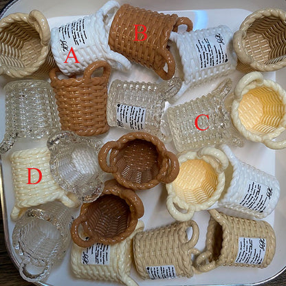 BJD499 Resin Simulation Woven Mini Basket, Container for Bouquet, Miniature Food Bread, DIY Handmade Craft Supplies, Dollhouse Ornament, Fridge Magnet & Pendant Making Accessories