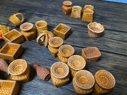 BJD501 Resin Simulation Woven Mini Basket, Heart Ingot Square Shapes, Dollhouse Container for Mini Bouquet Food Play Bread, DIY Ornament Fridge Magnet Craft Supplies