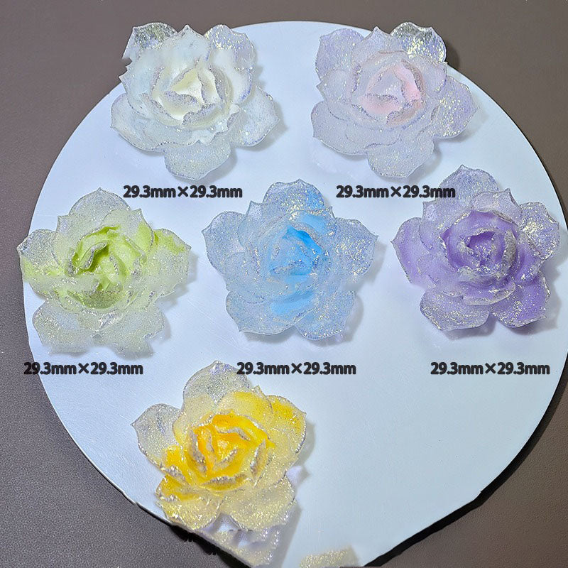 X2644 2Pcs Shimmering Yuhu Golden Lotus Resin Soft Rubber Flowers, DIY Accessory Supplies for Traditional Hairpins, Hair Clips, Bracelets, Necklaces & Earrings Craft Decorations