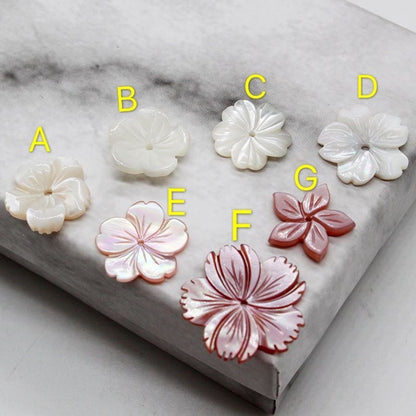 X2426 15/18/20mm mother-of-pearl powder shell five-petal cherry blossom DIY handmade bracelet, necklace, hairpin, hair accessory, clothing accessory, jewelry component material