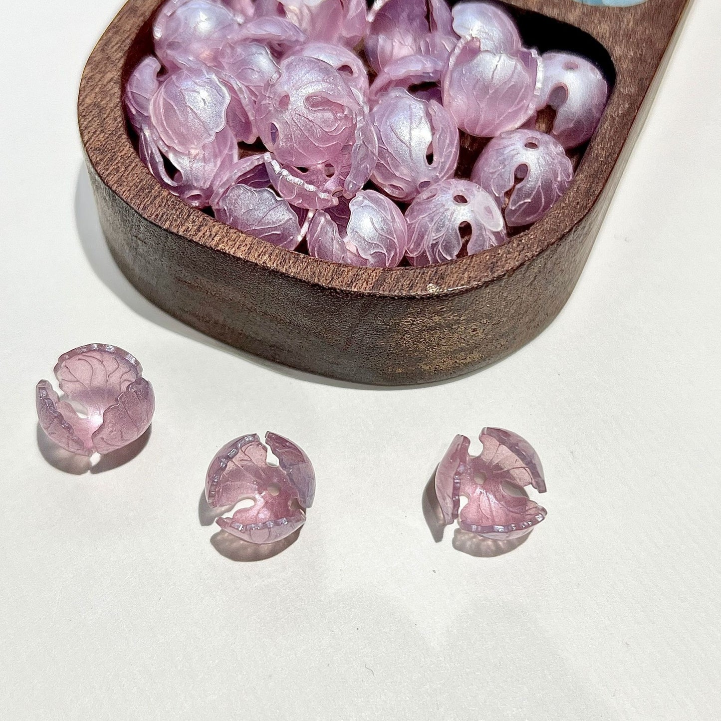 X2301 Resin Heat Shrink Bell Orchid Bud & Petal Charms, DIY Accessories for Bracelet Necklace Earring Making