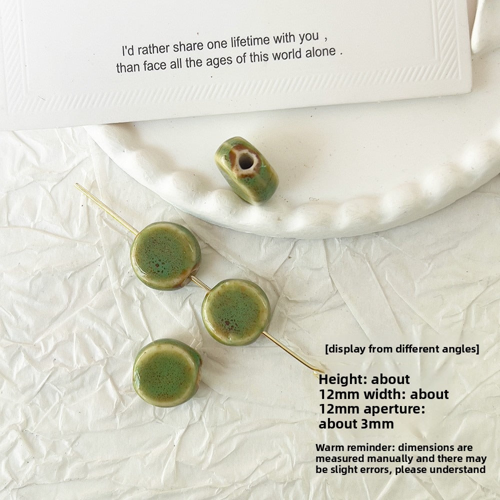 X2298 2Pcs Green Ceramic Beads, Cube Star Rose Butterfly Pumpkin Shell Heart & Round Shapes, Irregular Straight Hole Spacer Beads for DIY Bracelet Necklace Jewelry Making