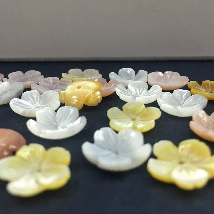 X2428 12mm Pure Natural Shell Five-Petal Bowl Flower Mother-of-Pearl Shell Petal DIY Hand Chain Necklace Ancient Style Earrings Brooch Materials Set Accessories