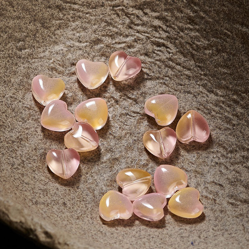 TK184 1 listing contains 10 beads 14mm Straight Hole Heart Shaped Glass Beads Y2K Aesthetic Loose Heart Beads, DIY Jewelry Making Supplies for Bracelets, Phone Charms, Keychains & Handmade Decor Accessories