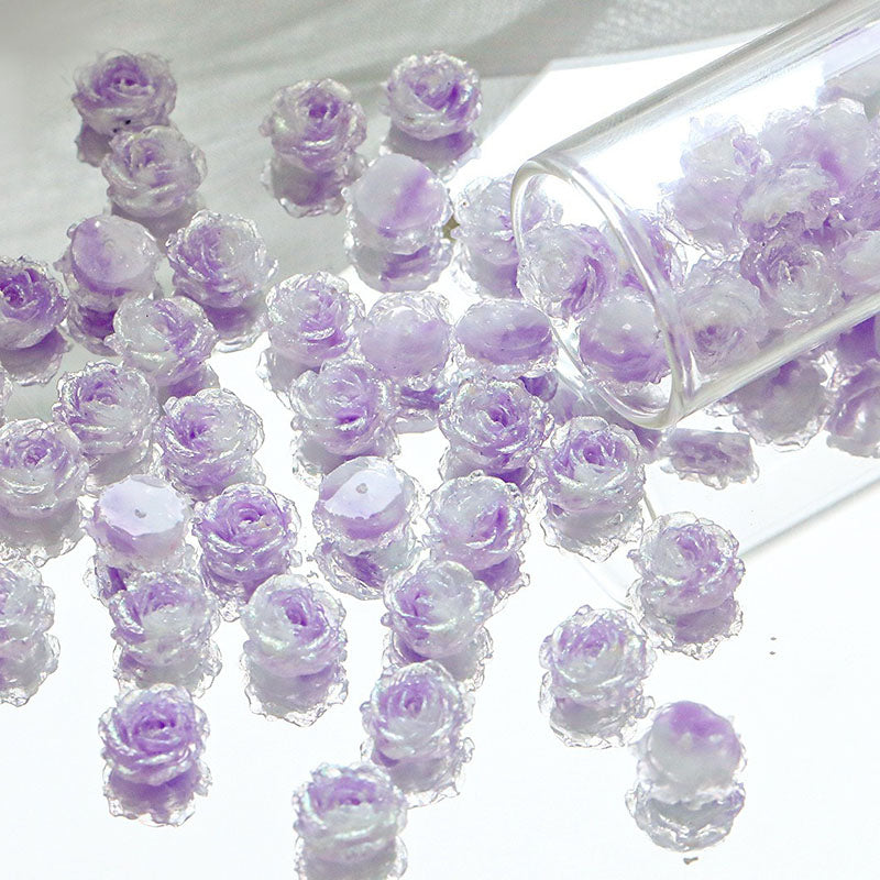 10pcs Flower  With holes Tie‑Dye Drilled Soft Rose Flower Beads, DIY Beading Supplies for Bracelet Necklace Jewelry Making