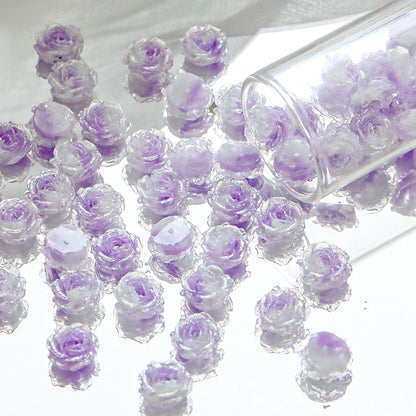 10pcs Flower  With holes Tie‑Dye Drilled Soft Rose Flower Beads, DIY Beading Supplies for Bracelet Necklace Jewelry Making