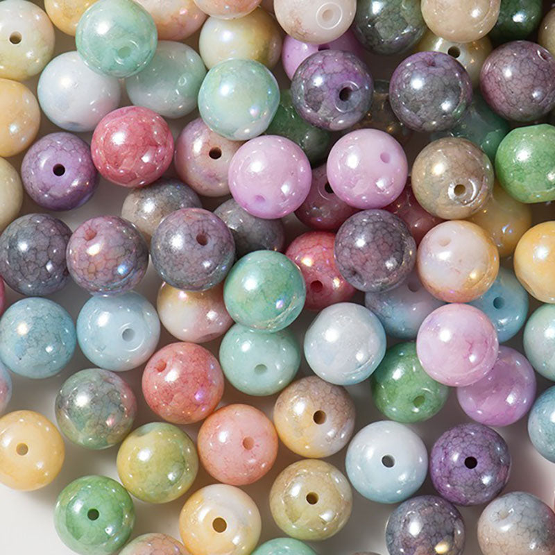 X2417 20Pcs Dragon Pattern Ice Cream Cracked Glass Beads 6/8/10mm Round Spacer Beads DIY Jewelry Making Charms