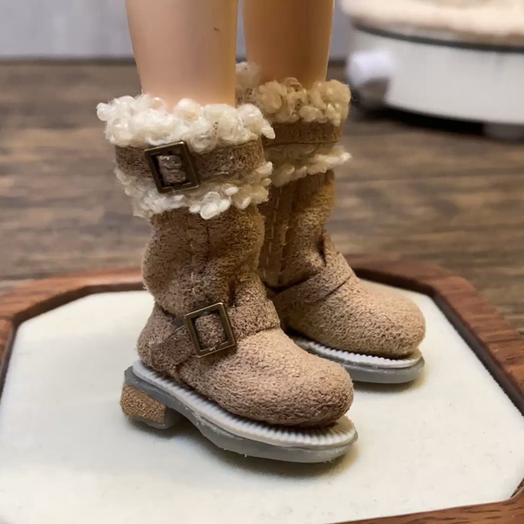 BJD622 30 Days Pre‑order The inner diameter of the foot is Mini Suede Distressed Snow Boots Clay Shoes for OB22 OB24 BJD Blythe Azone Dolls, Handmade Patchwork Fabric, Wearable & Removable, Multiple Colors, Custom Orders Available, Worldwide Shipping
