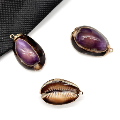 X2293 Natural sea shell with gold-gilded edges pendant for DIY handmade bracelet, necklace, earrings or other decorative accessories. Material: Natural sea shell