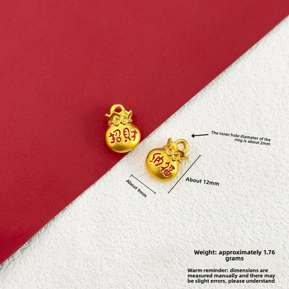X2299 Copper Alloy Matte Gold Plated Charms, Auspicious Cloud, Fortune Bag & Guardian Lion Shapes, Straight Hole Pendants for DIY Bracelet Necklace Beading Accessories