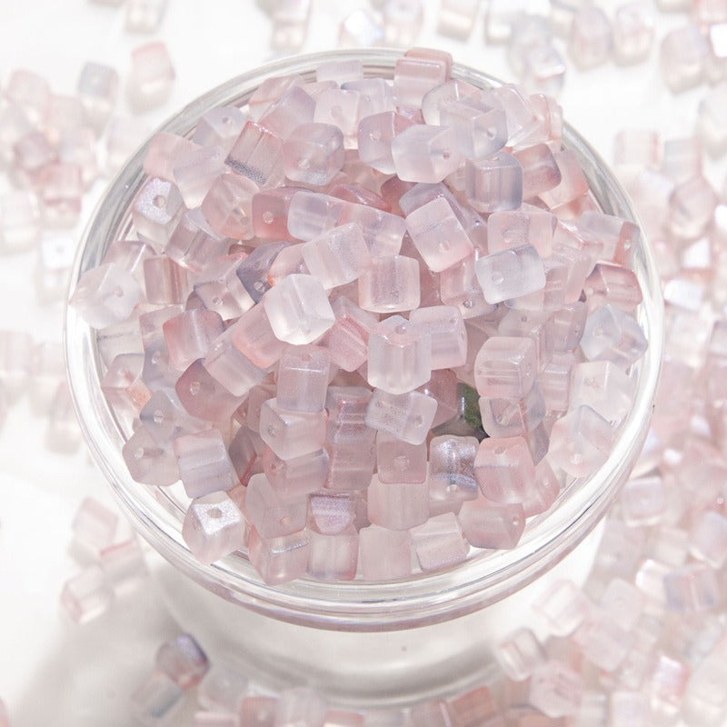TK187 About 50pcs 7mm square sugar crystal clear glass beads, transparent matte beads, handcrafted DIY jewelry, handcrafted bracelet, necklace, earrings, accessory materials