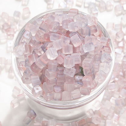 TK187 About 50pcs 7mm square sugar crystal clear glass beads, transparent matte beads, handcrafted DIY jewelry, handcrafted bracelet, necklace, earrings, accessory materials