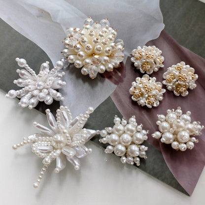 X2441 Pearl Sequins & Handmade Flower Applique Decorative Charms | DIY Bracelets Necklaces Earrings Hair Clips Clothing Bag Accessories