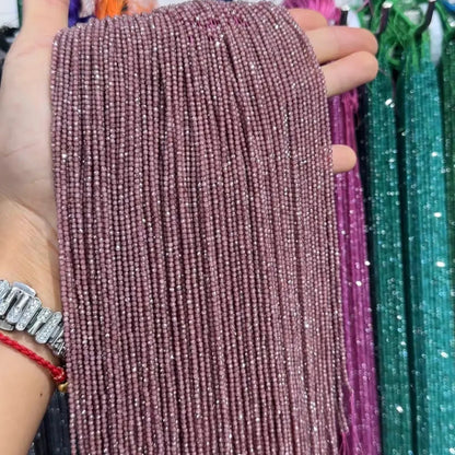 TK191 About 190Pcs Per Strand 2mm Dried Rose Ice Cubic Zirconia Tiny Round Beads, Loose Zircon Beads for DIY Bracelet Necklace Jewelry Making Accessories