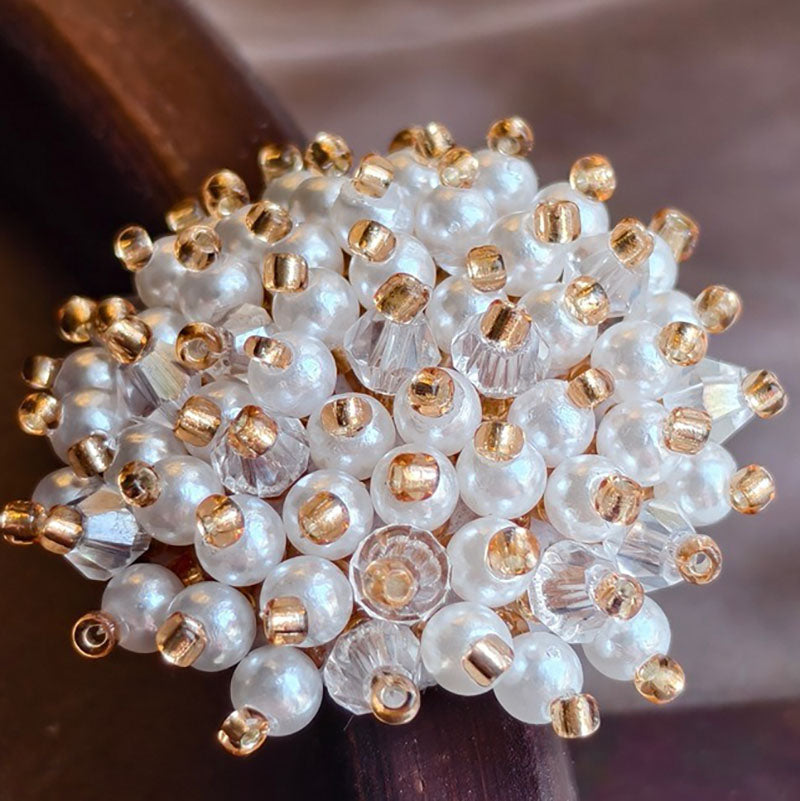 X2413 Hand Wrapped Crystal Glass Beaded Flower Brooch Core, DIY Craft Accessories Materials for Handmade Bracelet Necklace Earring Jewelry Making Supplies