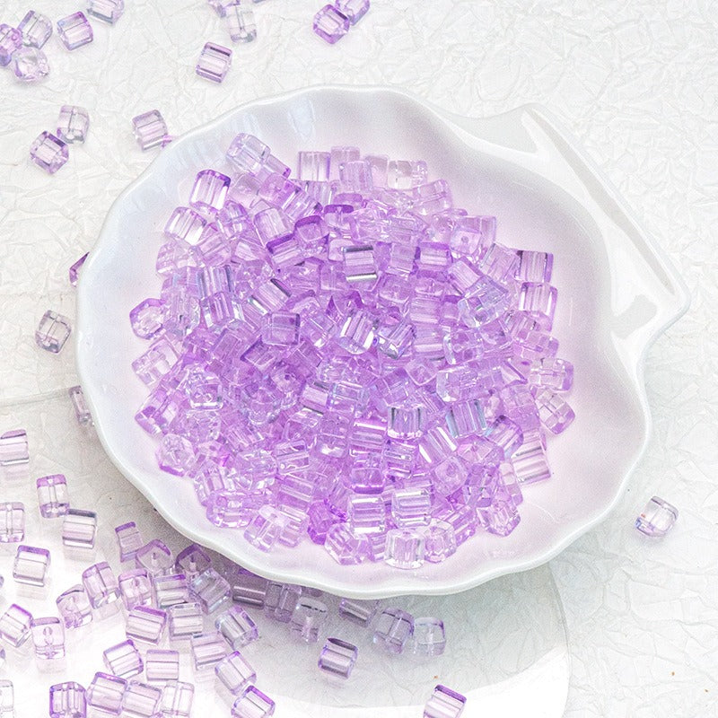 TK187 About 50pcs 7mm square sugar crystal clear glass beads, transparent matte beads, handcrafted DIY jewelry, handcrafted bracelet, necklace, earrings, accessory materials