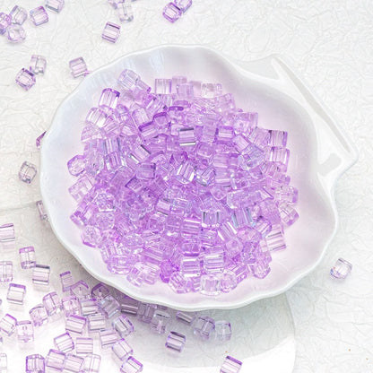 TK187 About 50pcs 7mm square sugar crystal clear glass beads, transparent matte beads, handcrafted DIY jewelry, handcrafted bracelet, necklace, earrings, accessory materials