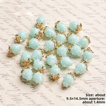 X2442 Cute Rhinestone Pearl 3D Strawberry Pendants, Large & Medium Size, DIY Handmade Accessories for Bracelets, Necklaces, Earrings & Phone Charms