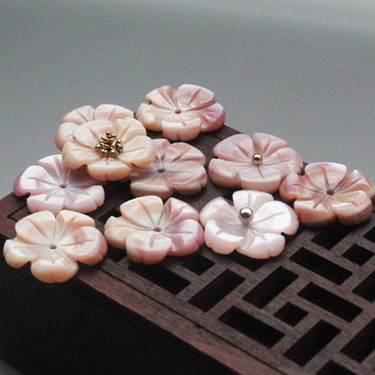 X2430 8/10/12/15 Pure natural shell carved peach blossom DIY bracelet, necklace, ancient-style earrings, brooches. Materials package, accessories