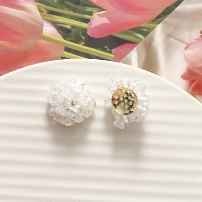 X2321 1 pair Various color blue, pink and red glass beads are woven into beaded flowers as the base for pendant earrings, rings and other accessories. These are DIY handmade items.