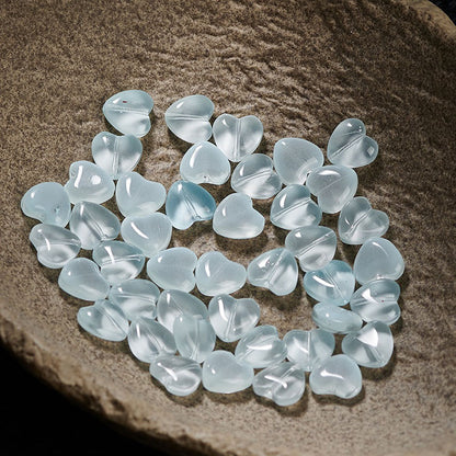 TK184 1 listing contains 10 beads 14mm Straight Hole Heart Shaped Glass Beads Y2K Aesthetic Loose Heart Beads, DIY Jewelry Making Supplies for Bracelets, Phone Charms, Keychains & Handmade Decor Accessories