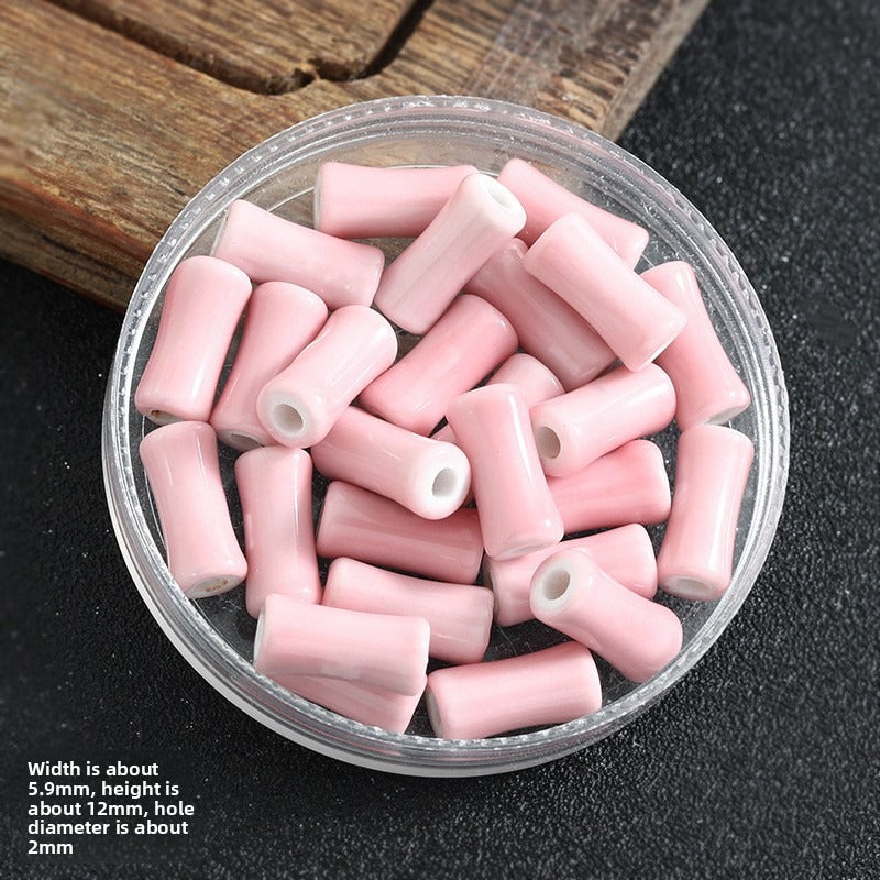 TK172 5Pcs Each pack contains 5 ceramic beads. Colorful High-Temperature Ceramic Bamboo Joint Tube Pearl Beads DIY Handmade Bracelet Necklace Earrings Jewelry Making Accessories Craft Supplies