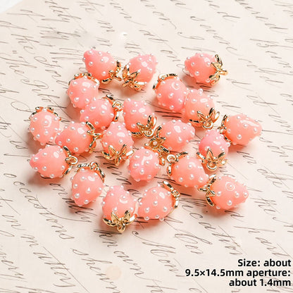 X2442 Cute Rhinestone Pearl 3D Strawberry Pendants, Large & Medium Size, DIY Handmade Accessories for Bracelets, Necklaces, Earrings & Phone Charms