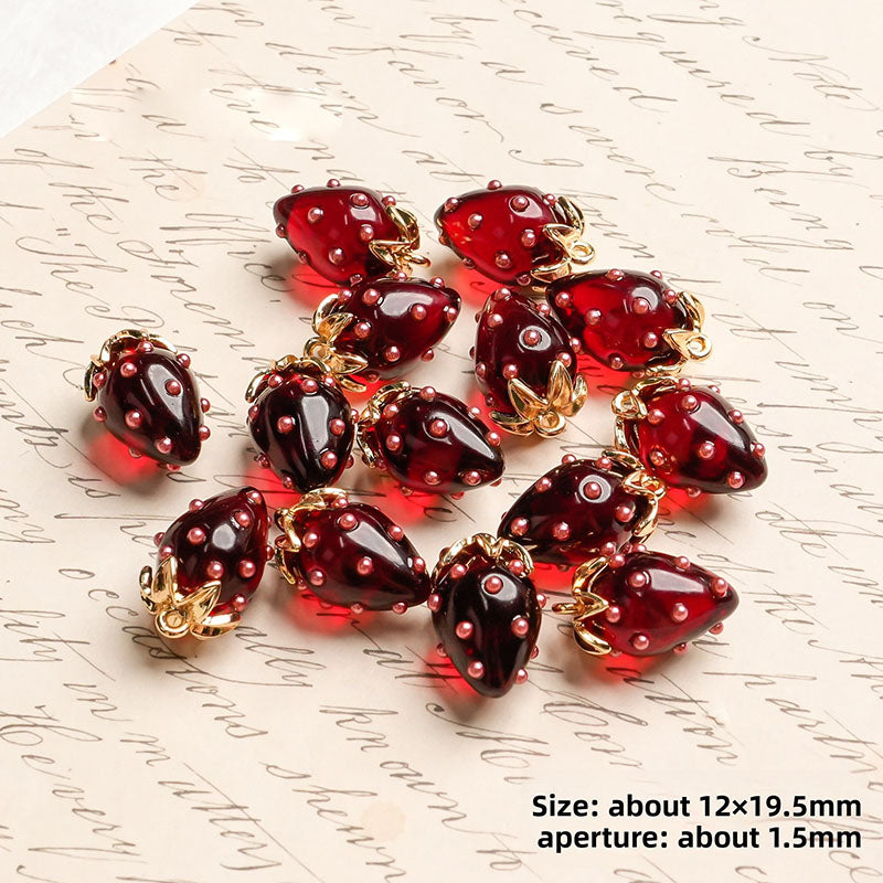 X2442 Cute Rhinestone Pearl 3D Strawberry Pendants, Large & Medium Size, DIY Handmade Accessories for Bracelets, Necklaces, Earrings & Phone Charms