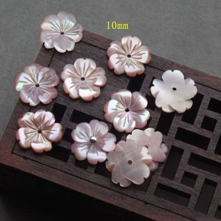 X2430 8/10/12/15 Pure natural shell carved peach blossom DIY bracelet, necklace, ancient-style earrings, brooches. Materials package, accessories