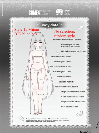 BJD610 20 Days Pre‑order  Mitian BJD Blind Box, No-Makeup Doll Head, Compatible with Style 2# Doll Body, Shoes Interchangeable with OB24 & OB22, Supermodel MJD for Beginner Doll Collectors, In Stock Doll Clothes & Shoes