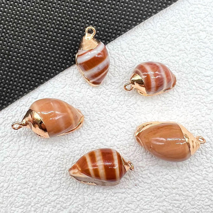 X2293 Natural sea shell with gold-gilded edges pendant for DIY handmade bracelet, necklace, earrings or other decorative accessories. Material: Natural sea shell