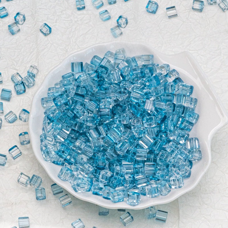 TK187 About 50pcs 7mm square sugar crystal clear glass beads, transparent matte beads, handcrafted DIY jewelry, handcrafted bracelet, necklace, earrings, accessory materials
