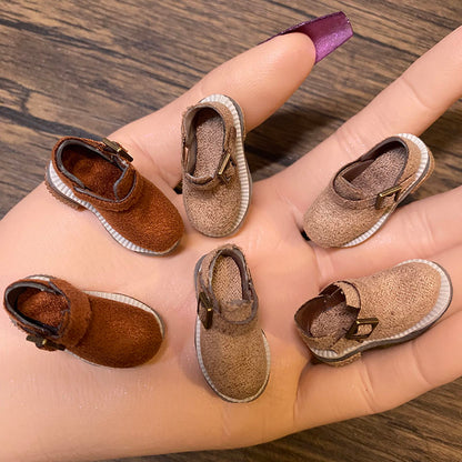 BJD621 20 Days Pre‑order  Handmade Clay Doll Shoes for OB22 OB24 BJD Blythe Azone, Suede Upper Slip-On Birken Style Shoes with Insoles, Customizable, Worldwide Shipping