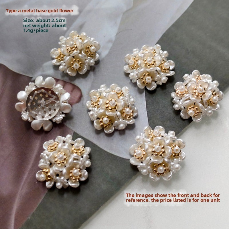 X2441 Pearl Sequins & Handmade Flower Applique Decorative Charms | DIY Bracelets Necklaces Earrings Hair Clips Clothing Bag Accessories