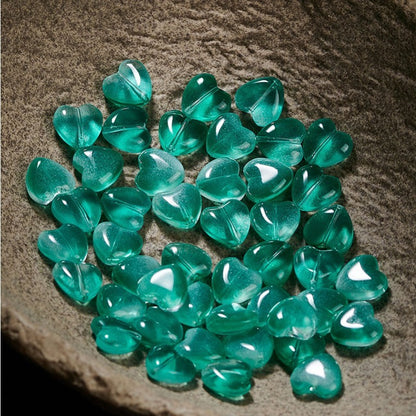 TK184 1 listing contains 10 beads 14mm Straight Hole Heart Shaped Glass Beads Y2K Aesthetic Loose Heart Beads, DIY Jewelry Making Supplies for Bracelets, Phone Charms, Keychains & Handmade Decor Accessories
