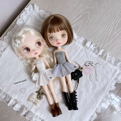 BJD576 30 Days Preorder Suitable for OB22, OB24, BJD, Blythe, Azone doll | Knitted Tube Top Puff Dress, Casual Classic Style, Worldwide Shipping