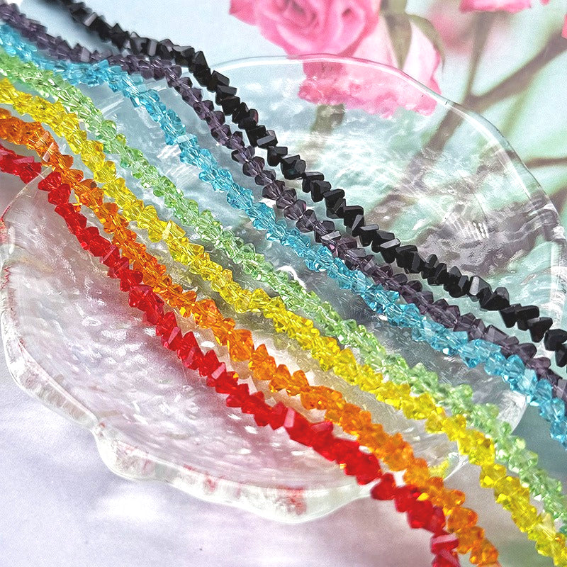 about 85/125pcs Irregular irregularly-shaped triangular faceted diamonds, colored crystal, glass, string beads, DIY bracelet, necklace, bead threading, loose bead, DIY decorative lighting accessory, bracelet, necklace, earrings, accessory materials