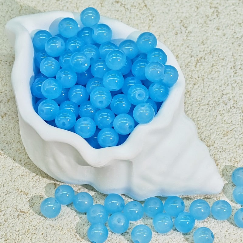 TK188 20Pcs Blue Tone Round Glass Beads(6/7/8/10mm Light Dark Blue), Aesthetic Loose Beads for DIY Bracelets Necklaces Earrings Handmade Jewelry Craft Supplies | 1 Listing Contains 20 Beads, Photos Are For Display Only
