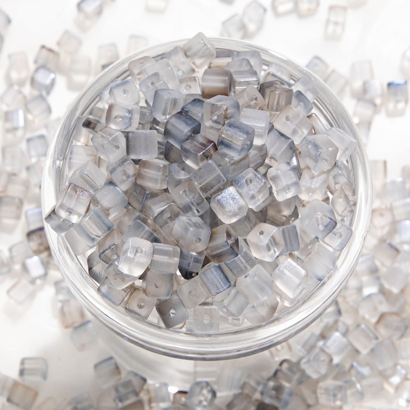 TK187 About 50pcs 7mm square sugar crystal clear glass beads, transparent matte beads, handcrafted DIY jewelry, handcrafted bracelet, necklace, earrings, accessory materials