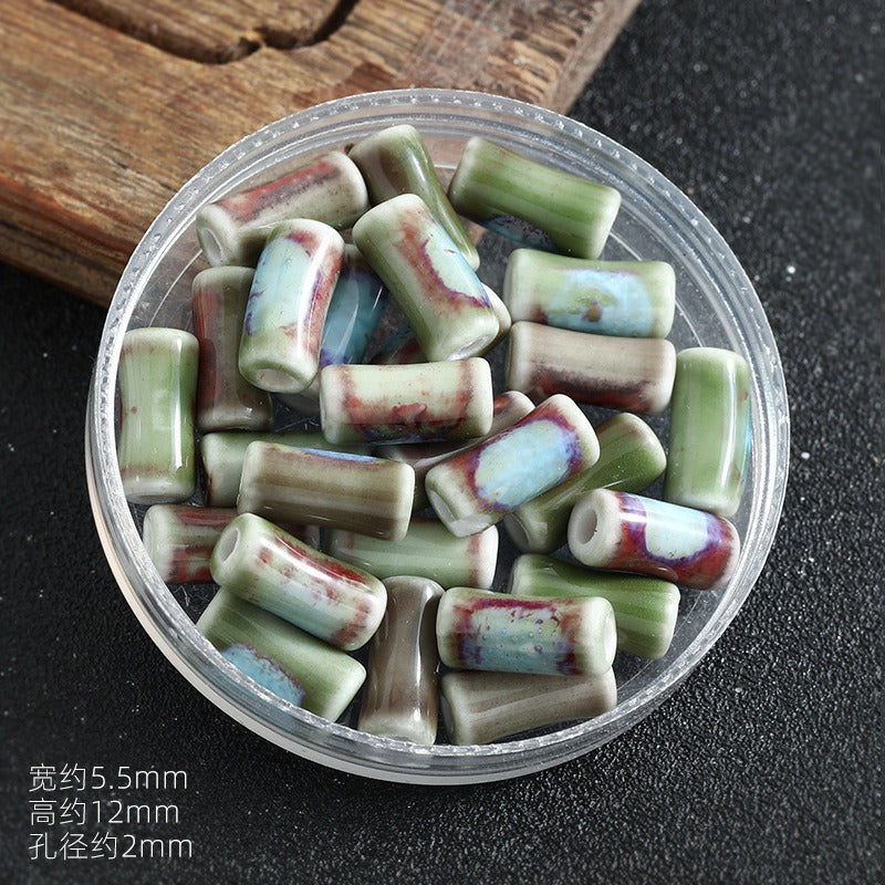 TK172 5Pcs Each pack contains 5 ceramic beads. Colorful High-Temperature Ceramic Bamboo Joint Tube Pearl Beads DIY Handmade Bracelet Necklace Earrings Jewelry Making Accessories Craft Supplies