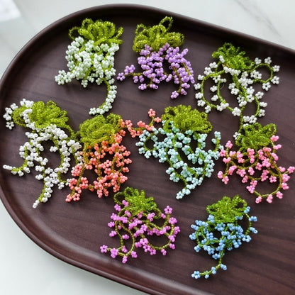 X2414  Asymmetric Contrast Color Beach Style Flower Earrings Charms, Multi Hand Woven Grape Flower Bead Strand DIY Craft Materials for Handmade Bracelet Necklace Earring Jewelry Making Supplies