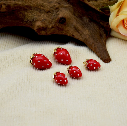 X2442 Cute Rhinestone Pearl 3D Strawberry Pendants, Large & Medium Size, DIY Handmade Accessories for Bracelets, Necklaces, Earrings & Phone Charms